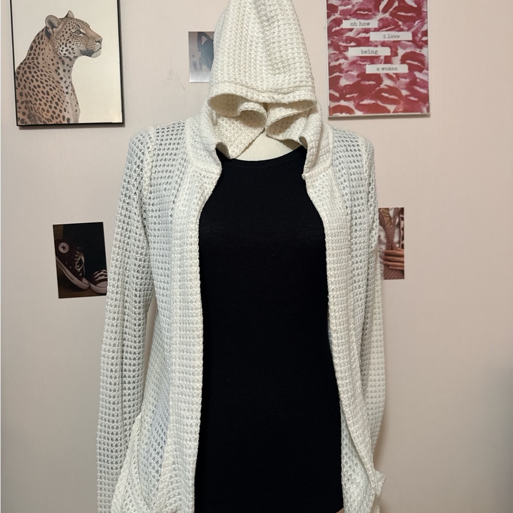 Mudd Cream Hooded Cardigan Sweater